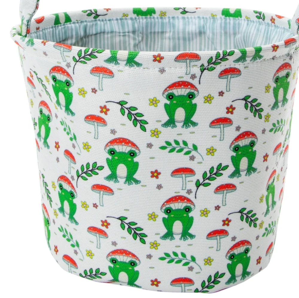 🐸🍄 Canvas Frog and Mushroom Basket with Handle 🍄🐸